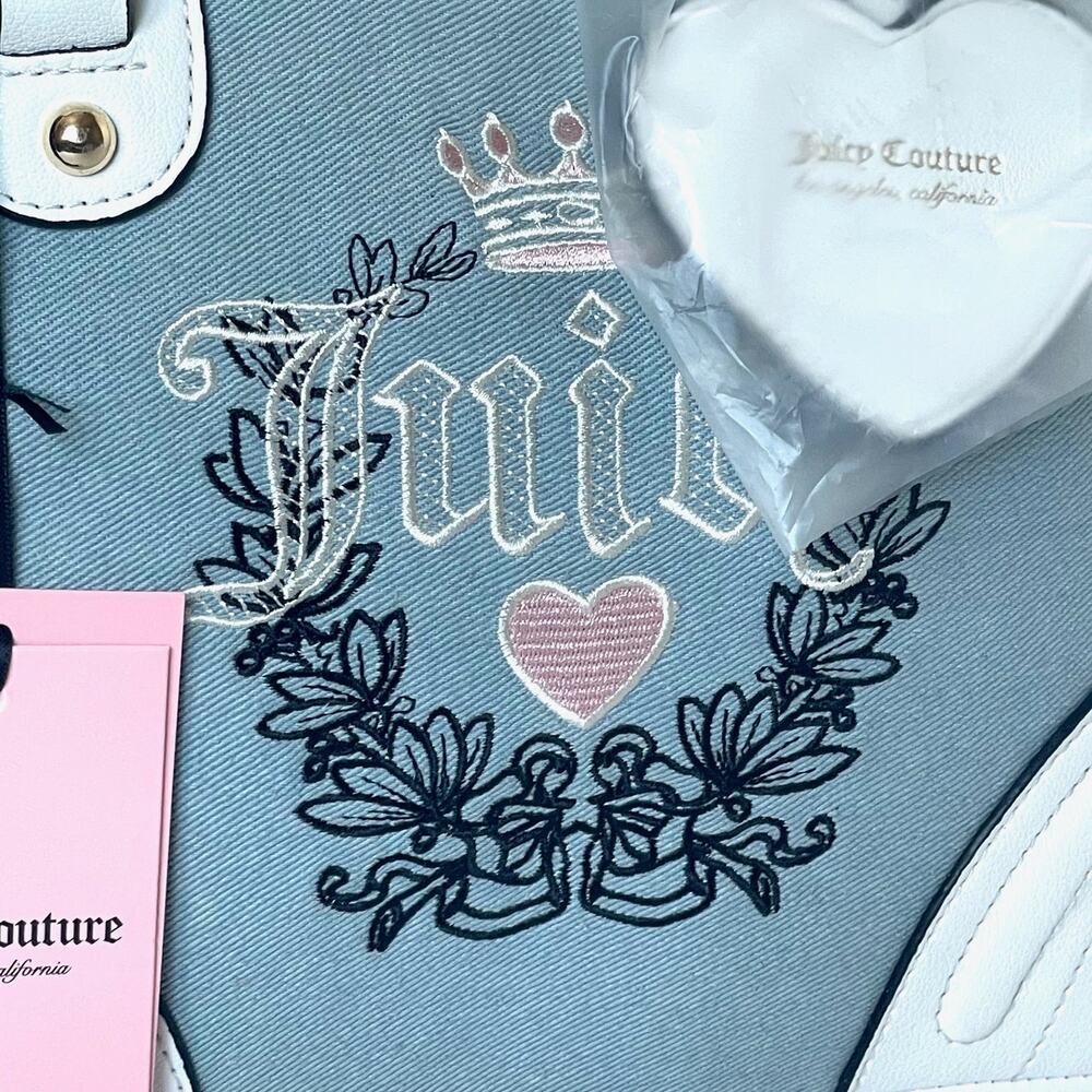 Juicy Couture Heritage Denim White Medium Satchel Crossbody Bag - Picture 6 of 8